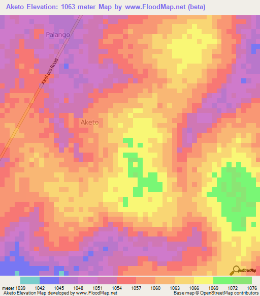 Aketo,Uganda Elevation Map