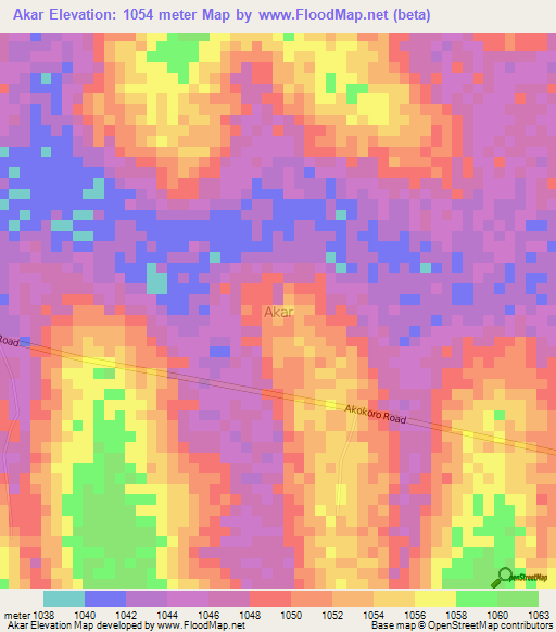 Akar,Uganda Elevation Map
