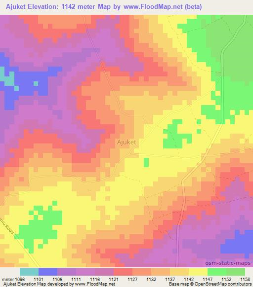 Ajuket,Uganda Elevation Map