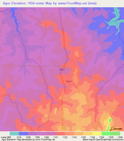 Agur,Uganda Elevation Map