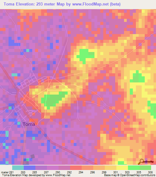 Toma,Burkina Faso Elevation Map