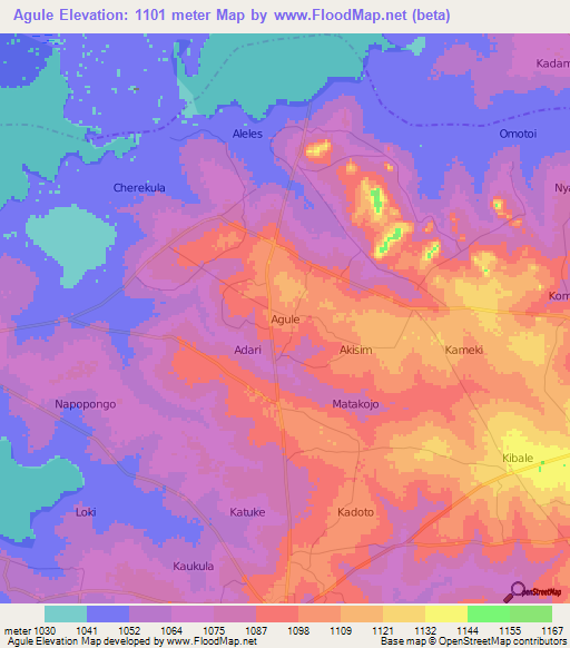 Agule,Uganda Elevation Map