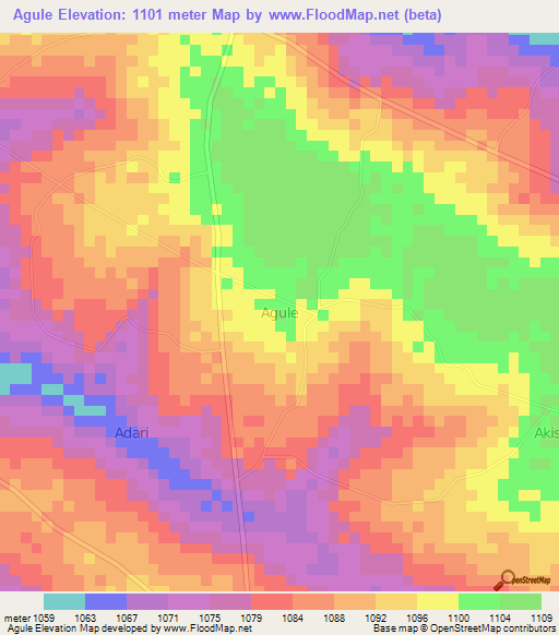 Agule,Uganda Elevation Map