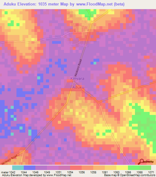 Aduku,Uganda Elevation Map