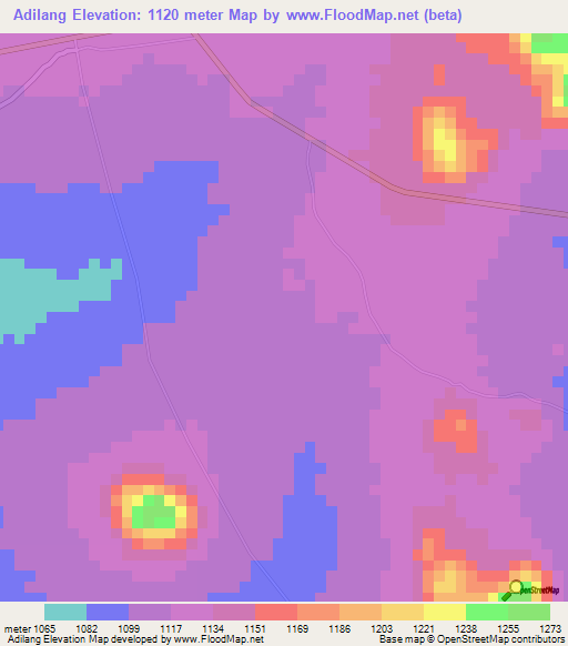 Adilang,Uganda Elevation Map