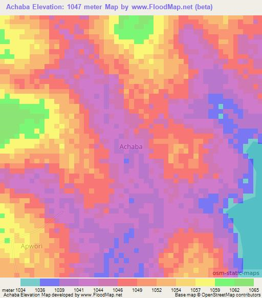 Achaba,Uganda Elevation Map