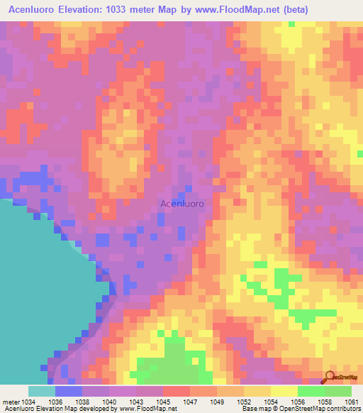Acenluoro,Uganda Elevation Map