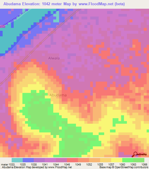 Abudama,Uganda Elevation Map