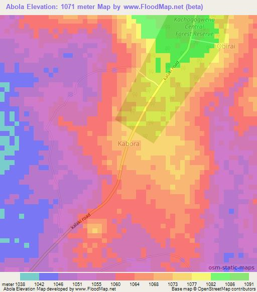 Abola,Uganda Elevation Map
