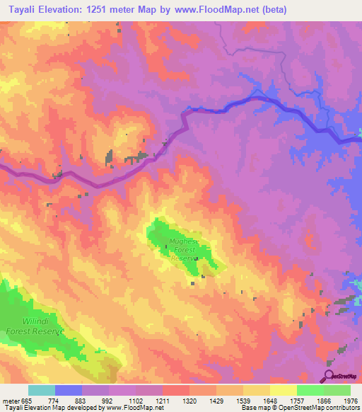 Tayali,Malawi Elevation Map