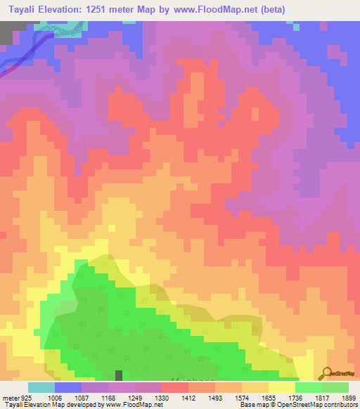 Tayali,Malawi Elevation Map