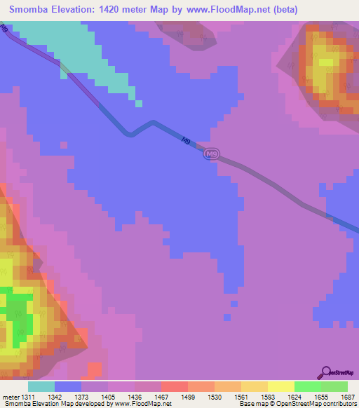 Smomba,Malawi Elevation Map