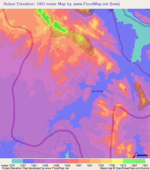 Ruben,Malawi Elevation Map