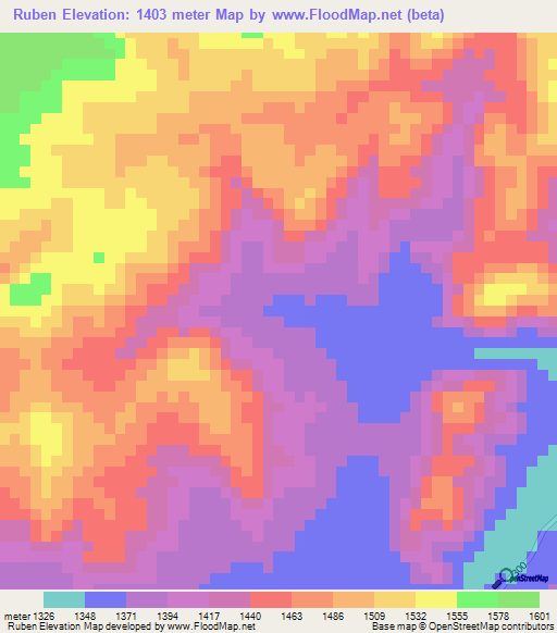 Ruben,Malawi Elevation Map