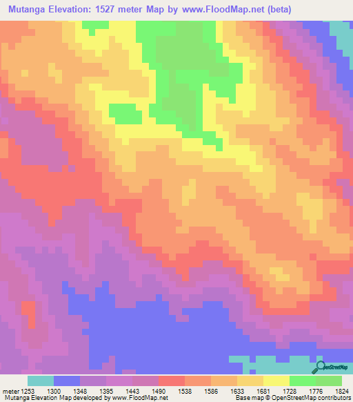 Mutanga,Malawi Elevation Map