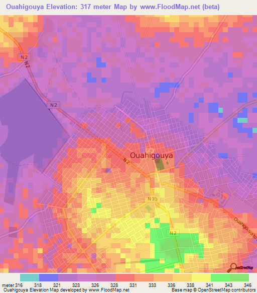 Ouahigouya,Burkina Faso Elevation Map