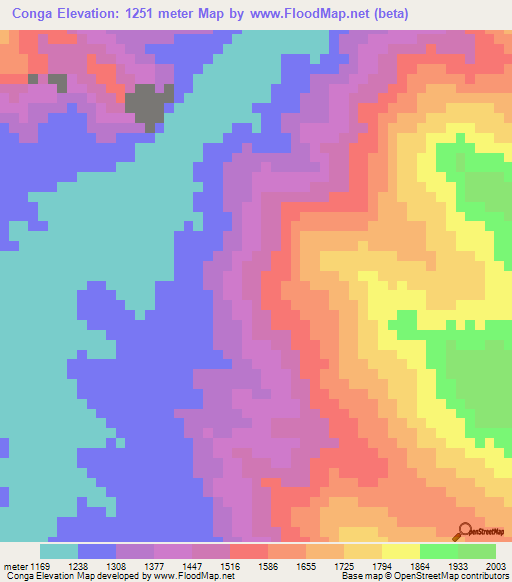 Conga,Malawi Elevation Map