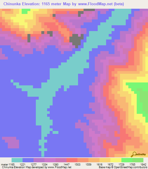 Chinunka,Malawi Elevation Map