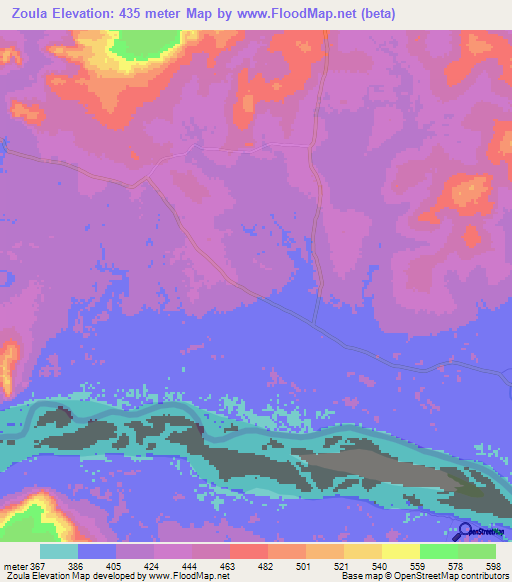 Zoula,Central African Republic Elevation Map