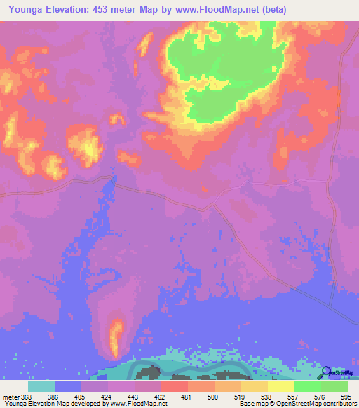 Younga,Central African Republic Elevation Map