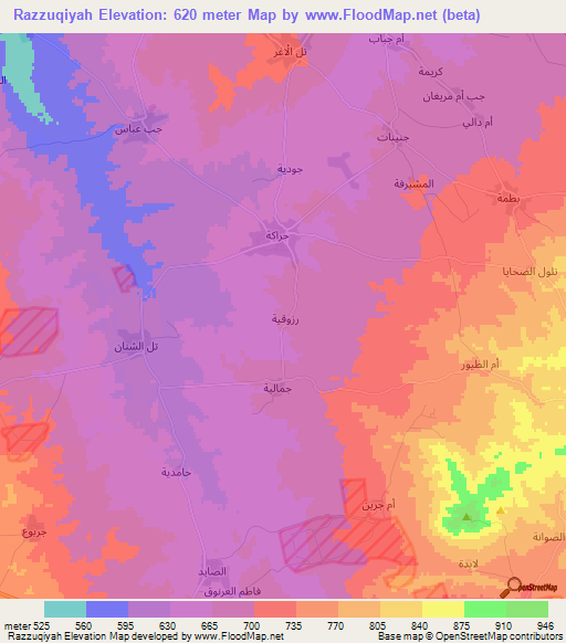 Razzuqiyah,Syria Elevation Map