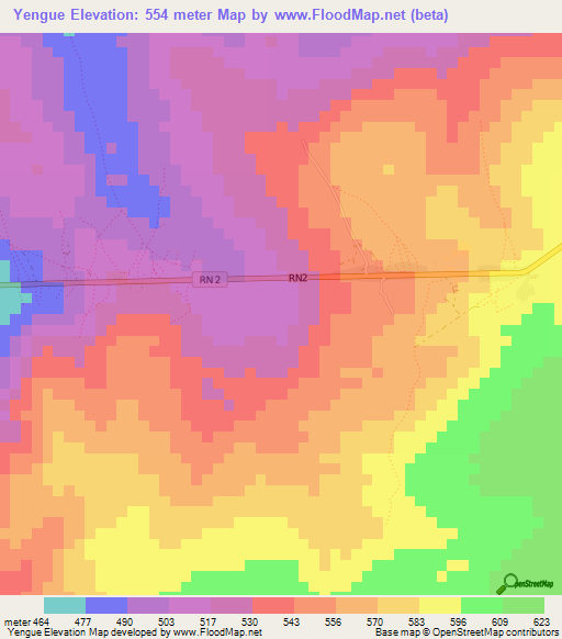 Yengue,Central African Republic Elevation Map