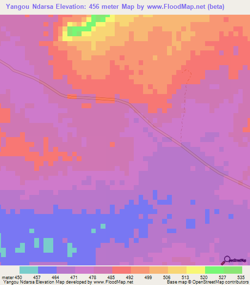Yangou Ndarsa,Central African Republic Elevation Map