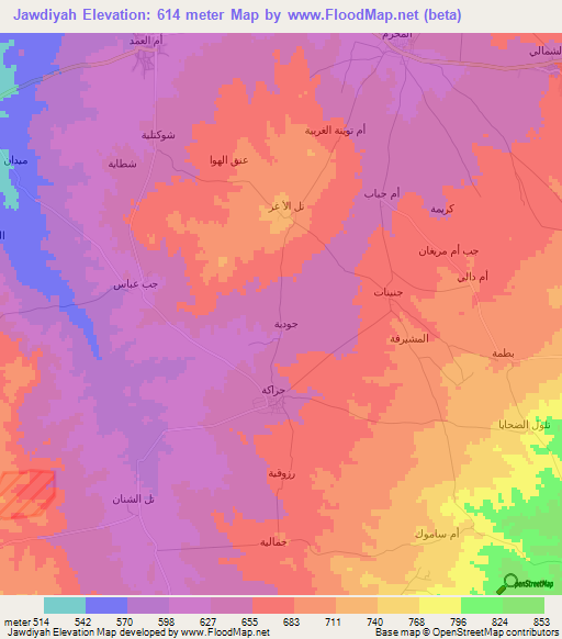Jawdiyah,Syria Elevation Map