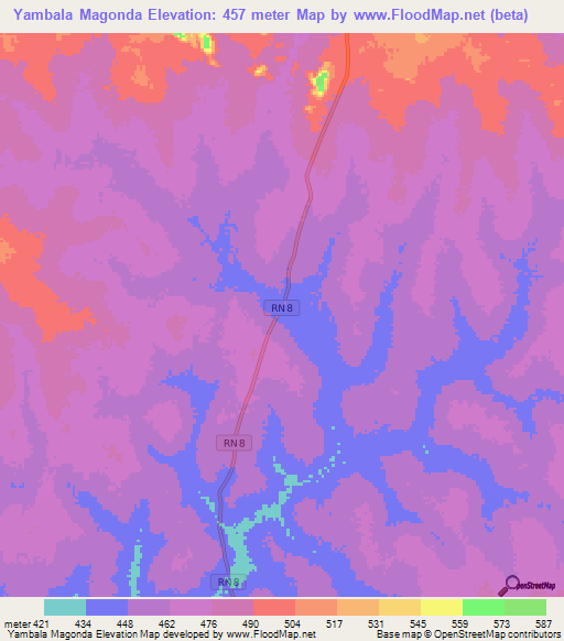 Yambala Magonda,Central African Republic Elevation Map