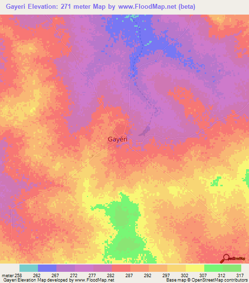 Gayeri,Burkina Faso Elevation Map