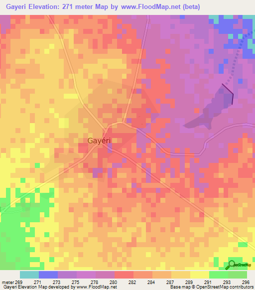 Gayeri,Burkina Faso Elevation Map