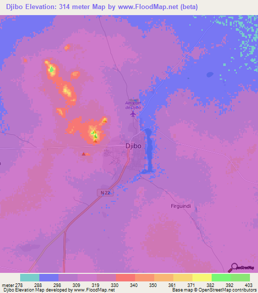 Djibo,Burkina Faso Elevation Map