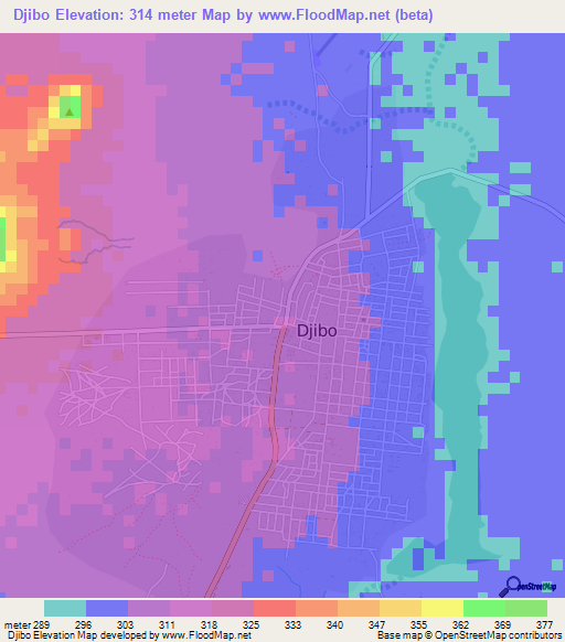 Djibo,Burkina Faso Elevation Map