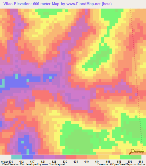 Vilao,Central African Republic Elevation Map