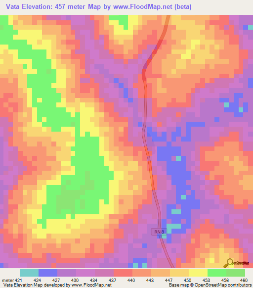 Vata,Central African Republic Elevation Map