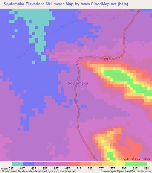 Soulemaka,Central African Republic Elevation Map