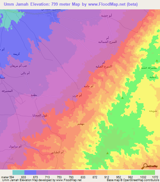 Umm Jamah,Syria Elevation Map