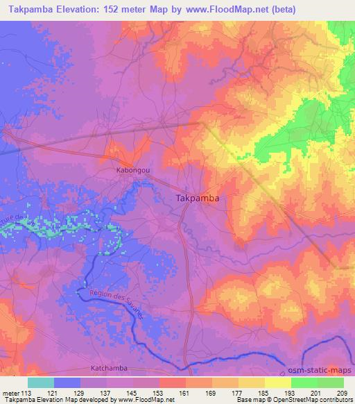 Takpamba,Togo Elevation Map
