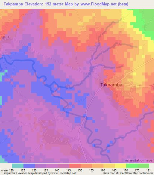 Takpamba,Togo Elevation Map