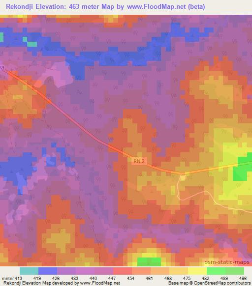 Rekondji,Central African Republic Elevation Map