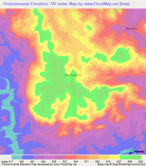Prokommande,Central African Republic Elevation Map