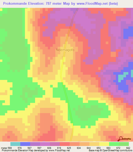 Prokommande,Central African Republic Elevation Map