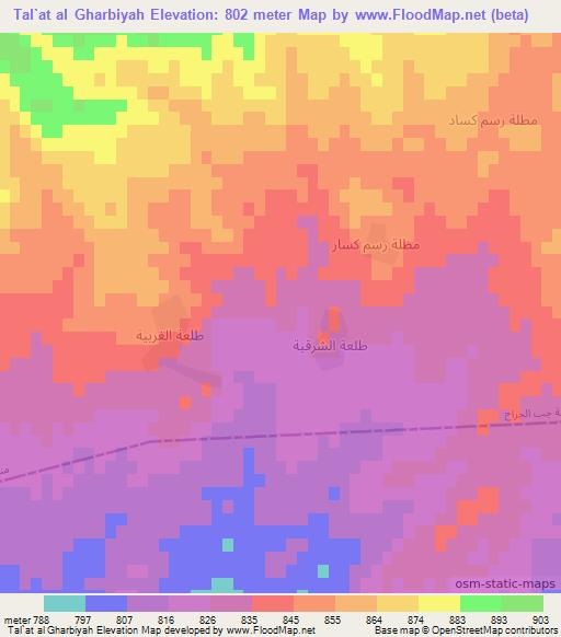 Tal`at al Gharbiyah,Syria Elevation Map