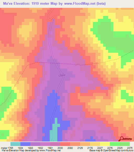 Ma'va,Iran Elevation Map