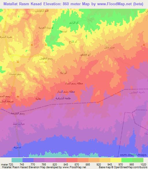 Matallat Rasm Kasad,Syria Elevation Map