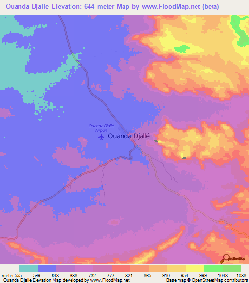 Ouanda Djalle,Central African Republic Elevation Map