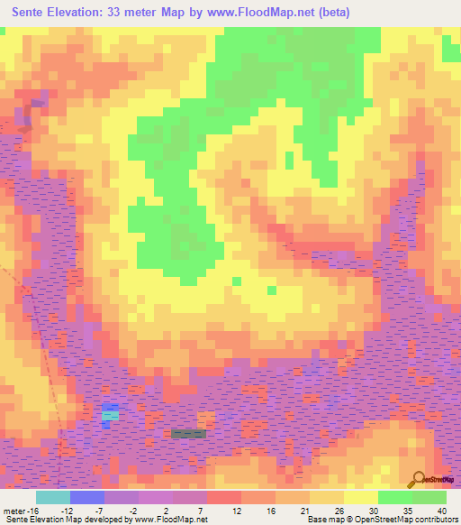 Sente,Guinea-Bissau Elevation Map