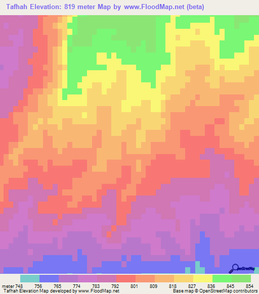 Tafhah,Syria Elevation Map
