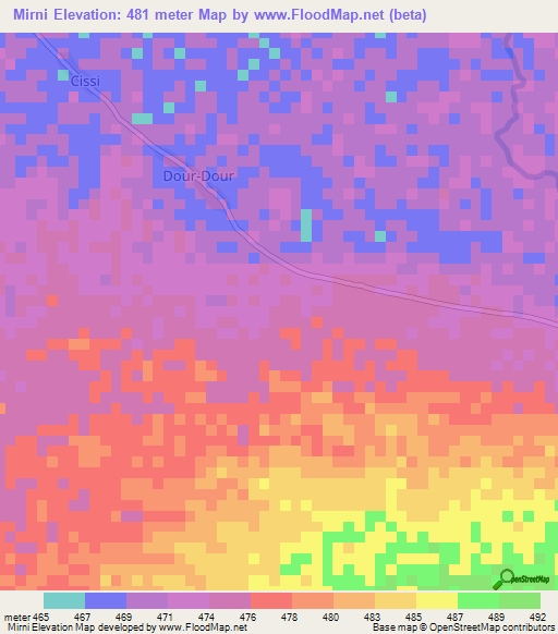 Mirni,Central African Republic Elevation Map
