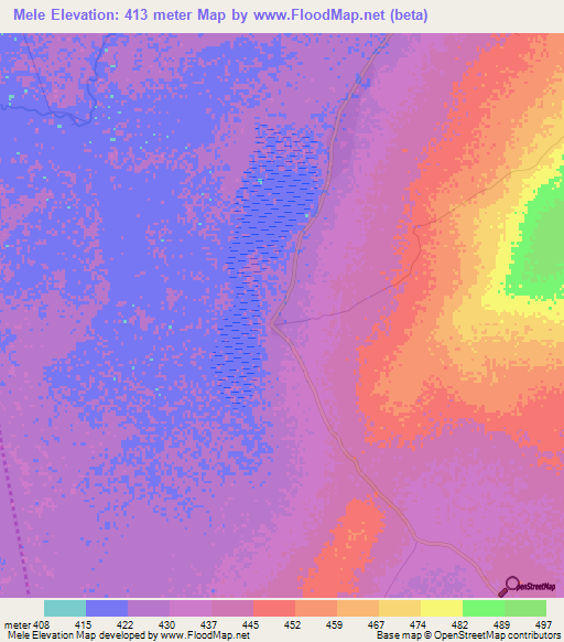 Mele,Central African Republic Elevation Map